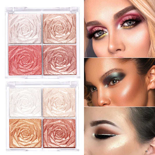 CmaaDu 4-farvet highlighter øjenskygge og blush