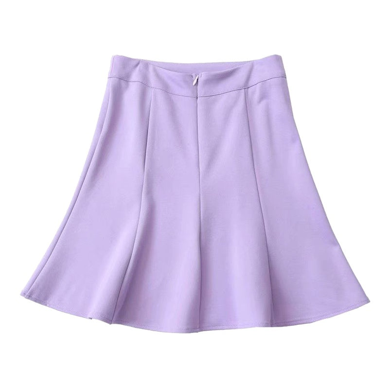 Women's Large Swing All-match Solid Color High Waist Skirt