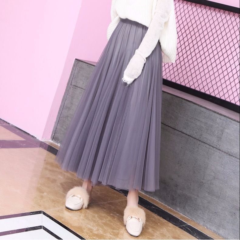 Tulle Skirt Women's Tulle Large Swing Student Skirt 3-layer