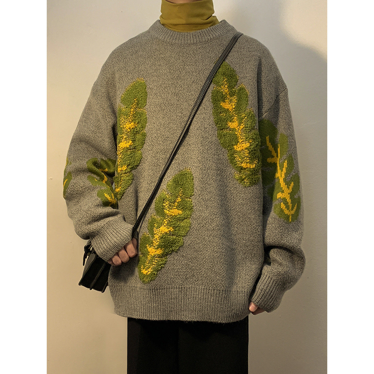 Couple's Heavy Bottomed Shirt Abstract Jacquard Sweater