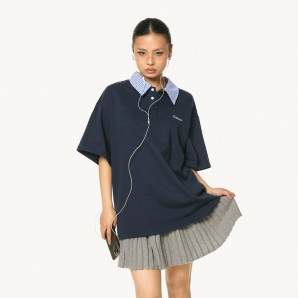 Heavy Design Embroidered Short Sleeve Retro Casual Loose