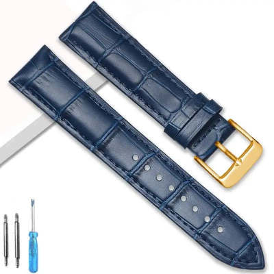 Comfortable Flat Interface Slub Pattern Watch Accessories Leather Strap
