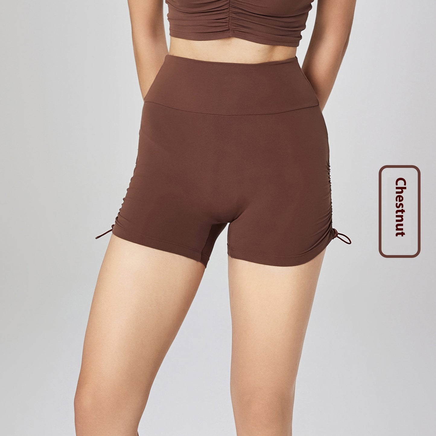 New Nude Feel One-piece Pleated Yoga Shorts High Waist Hip Lift