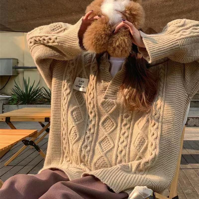 New Loose Pullover Lazy Comfortable Cable-knit Sweater