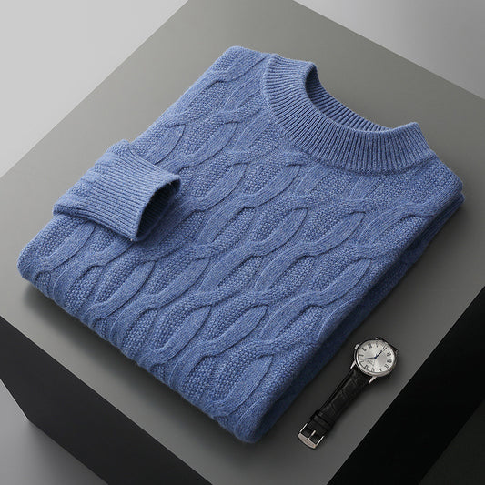 Men's Half Turtleneck Thick Sweater Pullover Knit Shirt