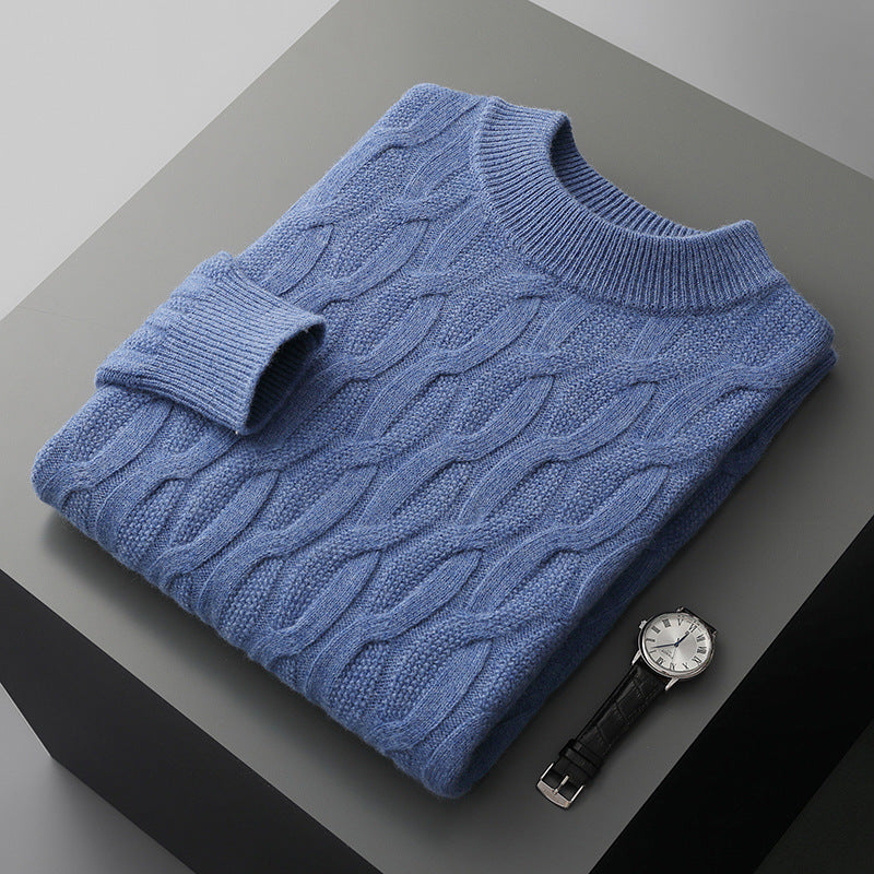 Men's Half Turtleneck Thick Sweater Pullover Knit Shirt
