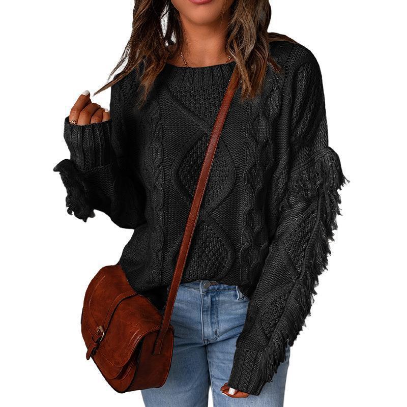 Fashion Pullover Round Neck Knitted Sweater For Women