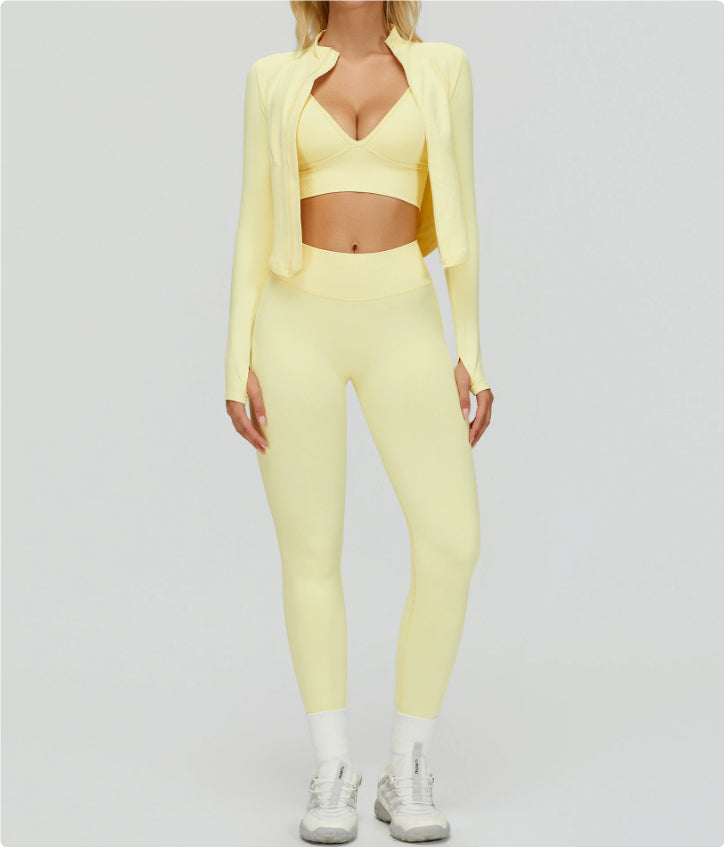 Seamless Tight Yoga Waist Outdoor Sports Suit