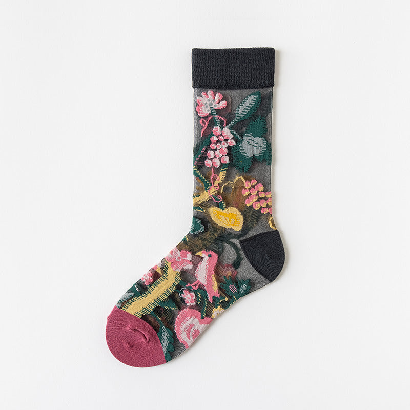 Summer New Thin Glass Silk Fashion Socks