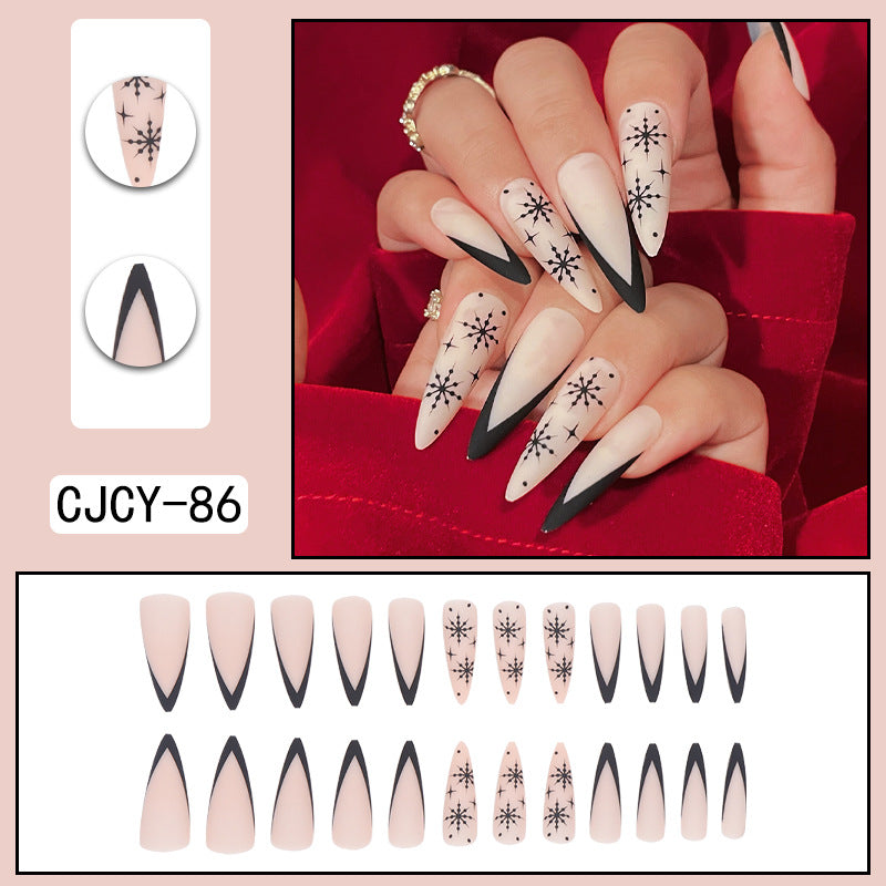 Wear Nail Long Pointed Nail Blooming Gradient Electroplating Nail Patch