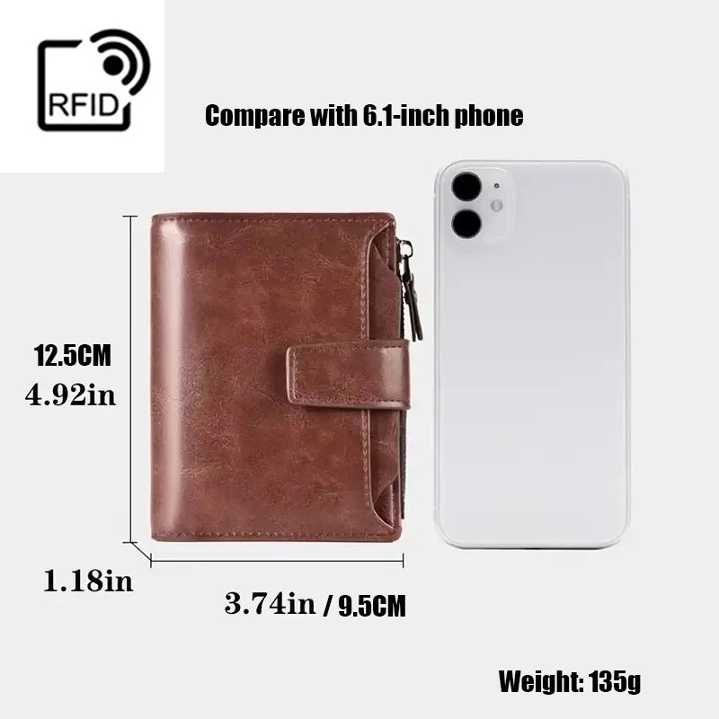 Men'S Coin Purse Wallet RFID Anti-Theft Man Leather Wallet Zipper Business Card Holder Money Bag Wallet Male