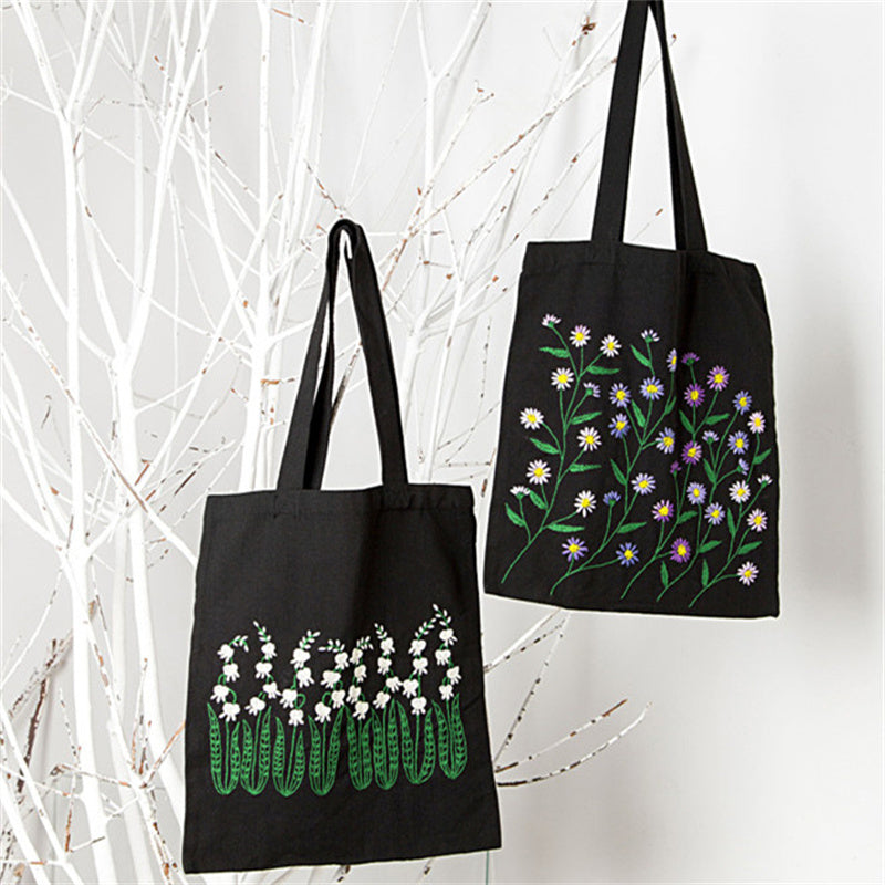 Students Fashion Simple Embroidery Canvas Bag