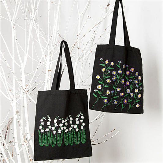 Students Fashion Simple Embroidery Canvas Bag