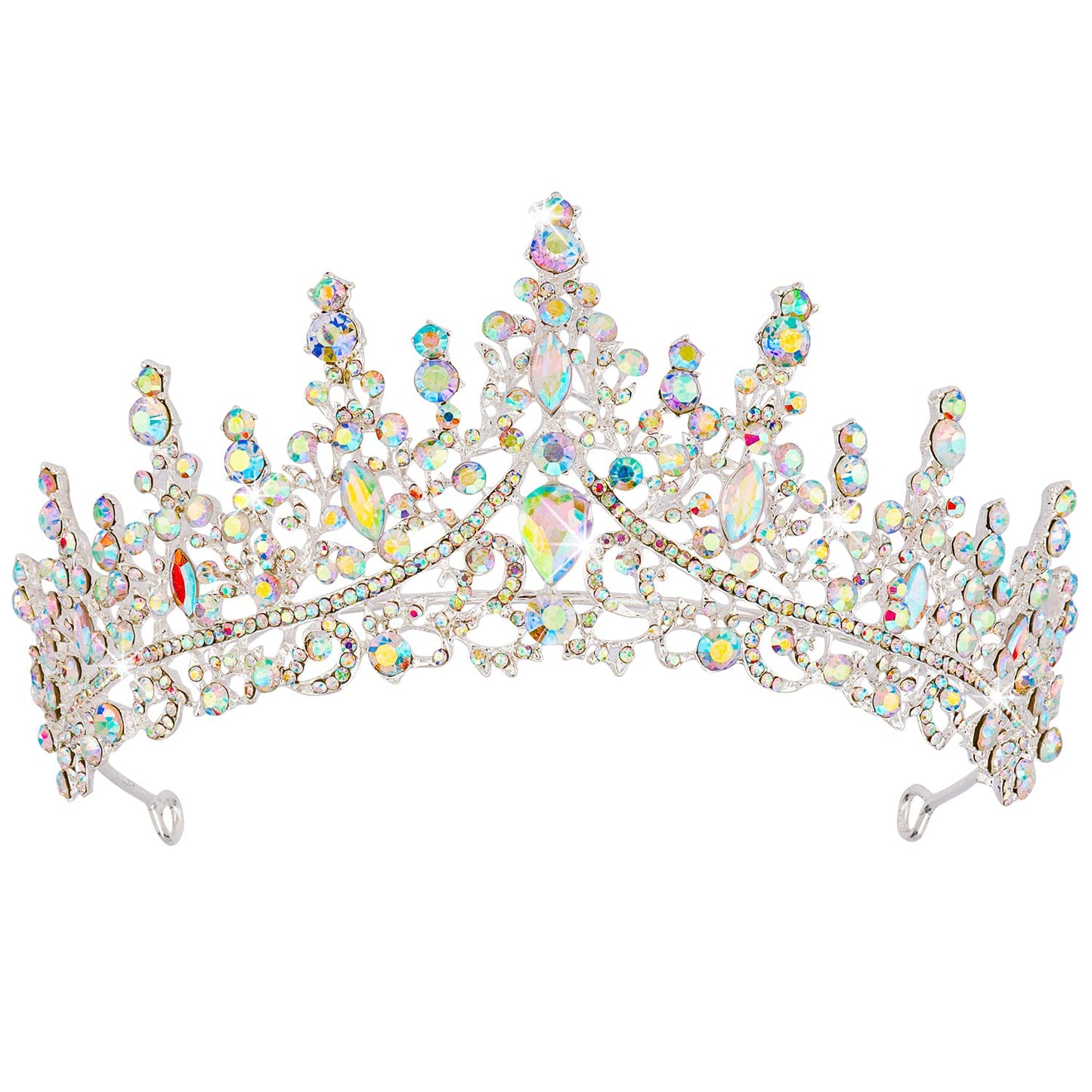 Silver Tiara and Crown for Women Crystal Queen Crowns Rhinestone Princess Tiaras for Girl Bride Wedding Hair Accessories for Bridal Birthday Party Prom Halloween Cos-Play Costume Christmas