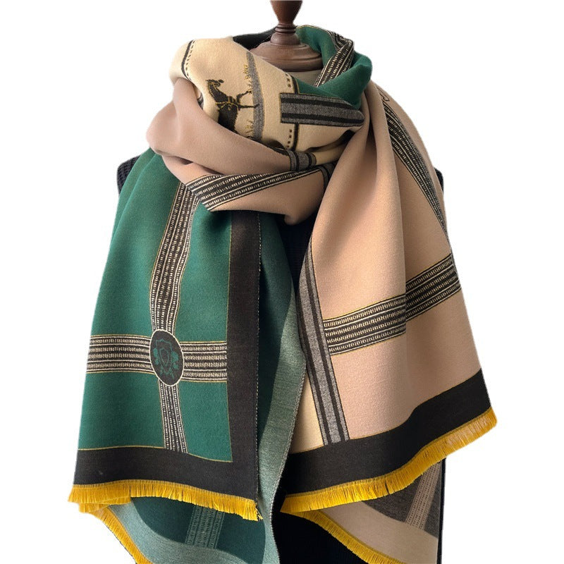 Women's Stitching Thickening Shawl Fashion