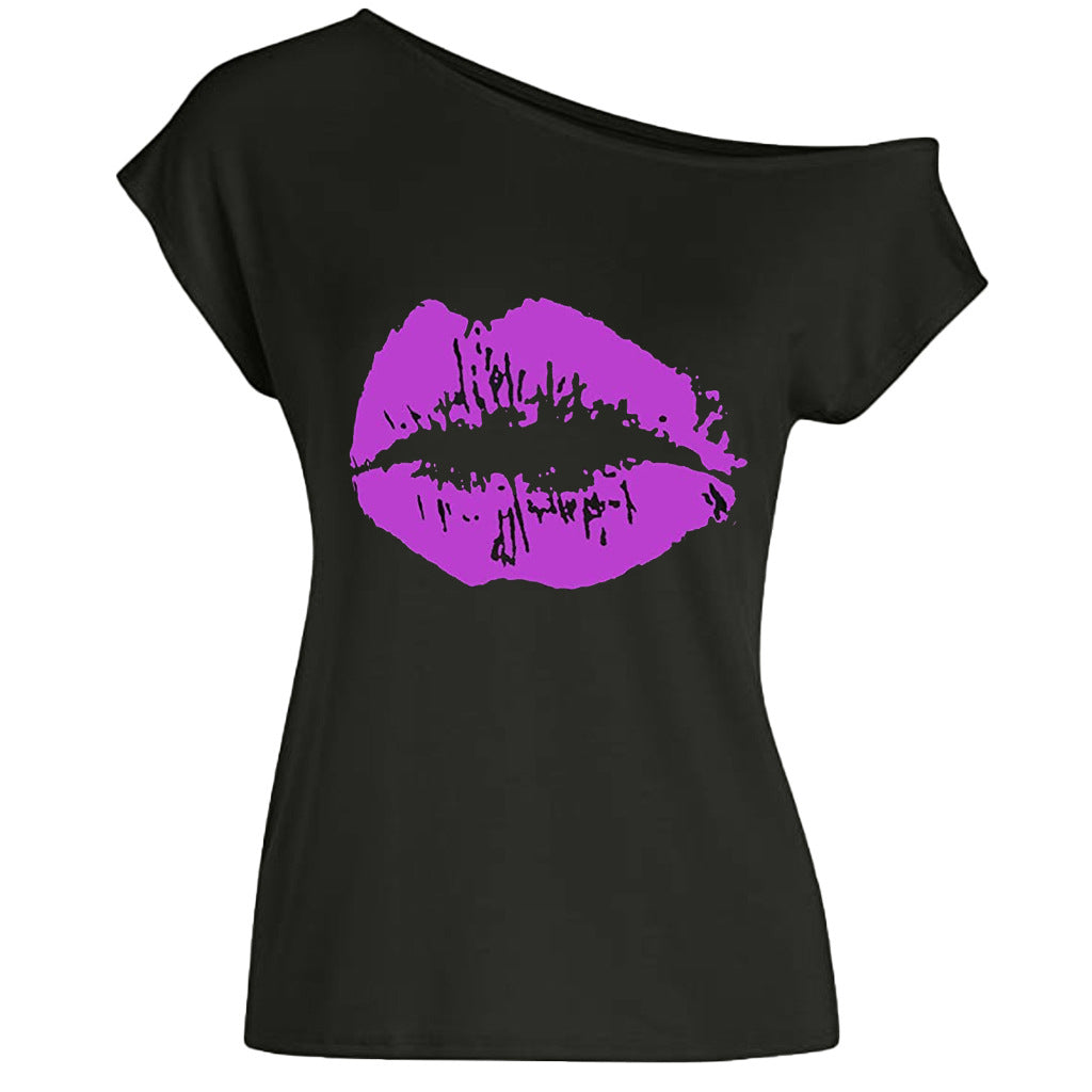 Women's Loose Shoulder Versatile Printed T-shirt