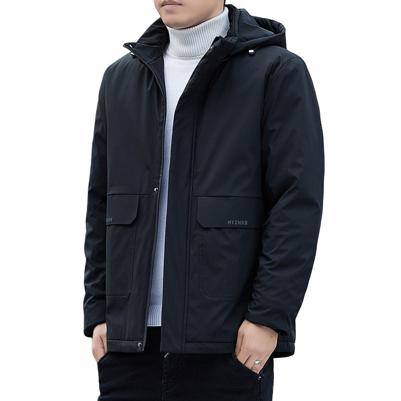 Mens Workwear Jacket AutumnWinter Fleece Lined Thickened Hooded Design Graphene