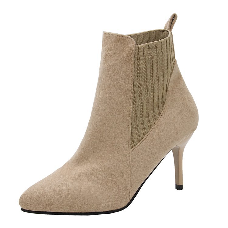 Women's High-heeled Stiletto Point-toe Stretch Martin Boots