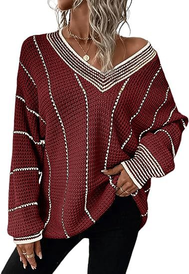 New Autumn And Winter Knitting Striped Pullover Loose Top