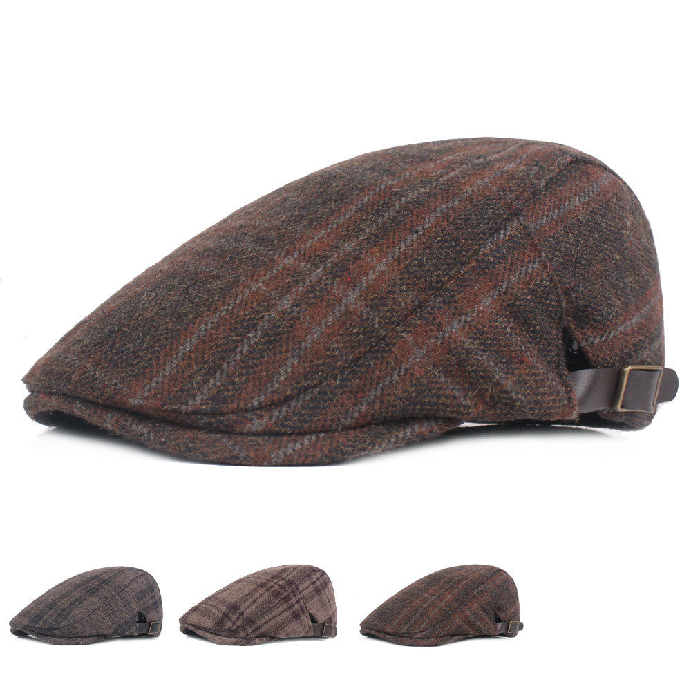 Men's Fashion Gingham Autumn And Winter Warm Beret
