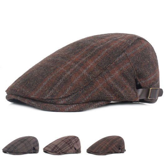 Men's Fashion Gingham Autumn And Winter Warm Beret