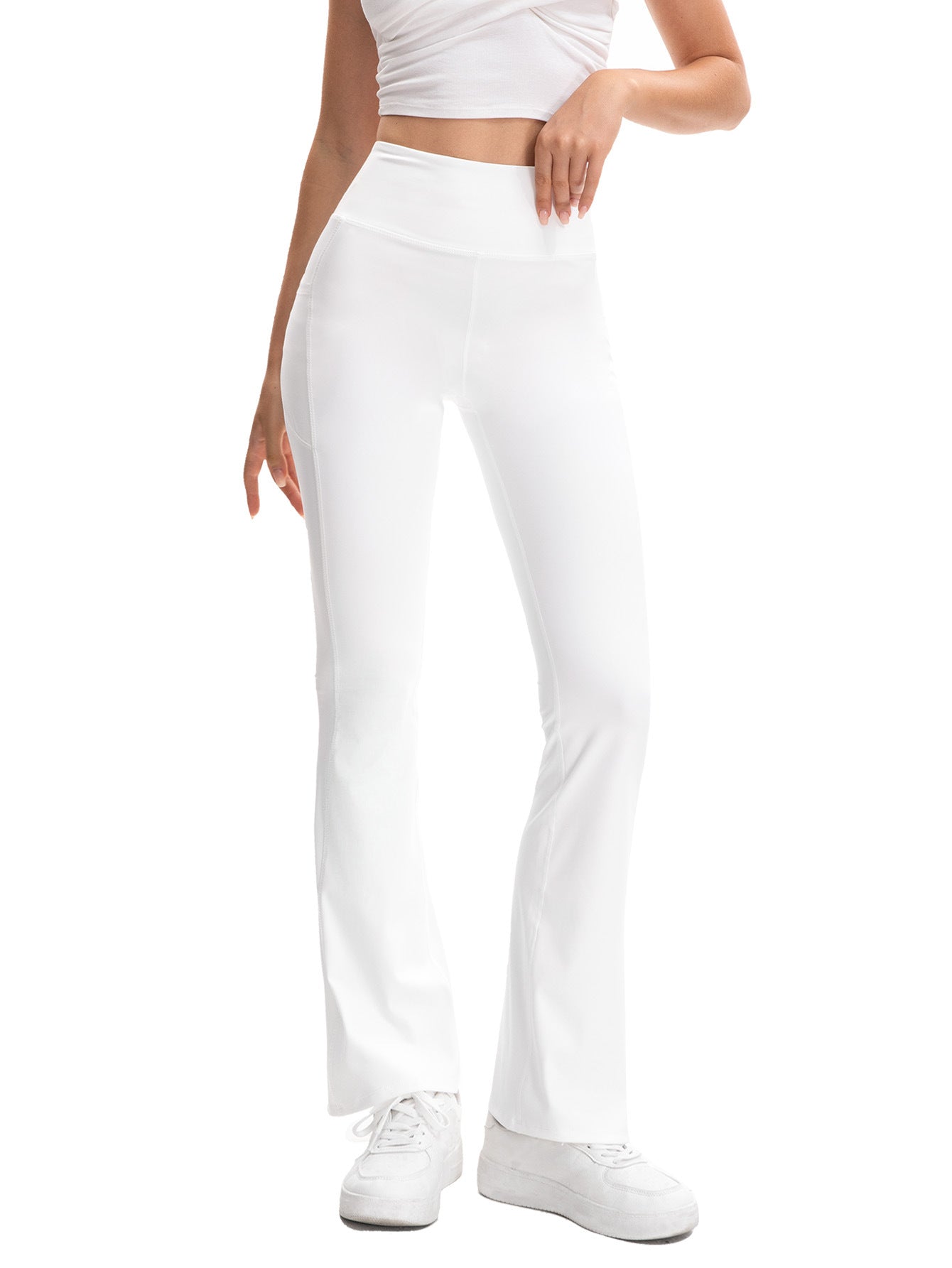Hip-lifting Flared Yoga Pants With Side Pockets In A Workwear-inspired Style