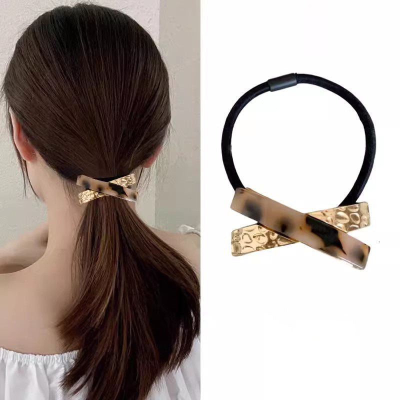 High-grade Acetate Metal Stitching Rubber Band Female Hair Rope Thick And Durable