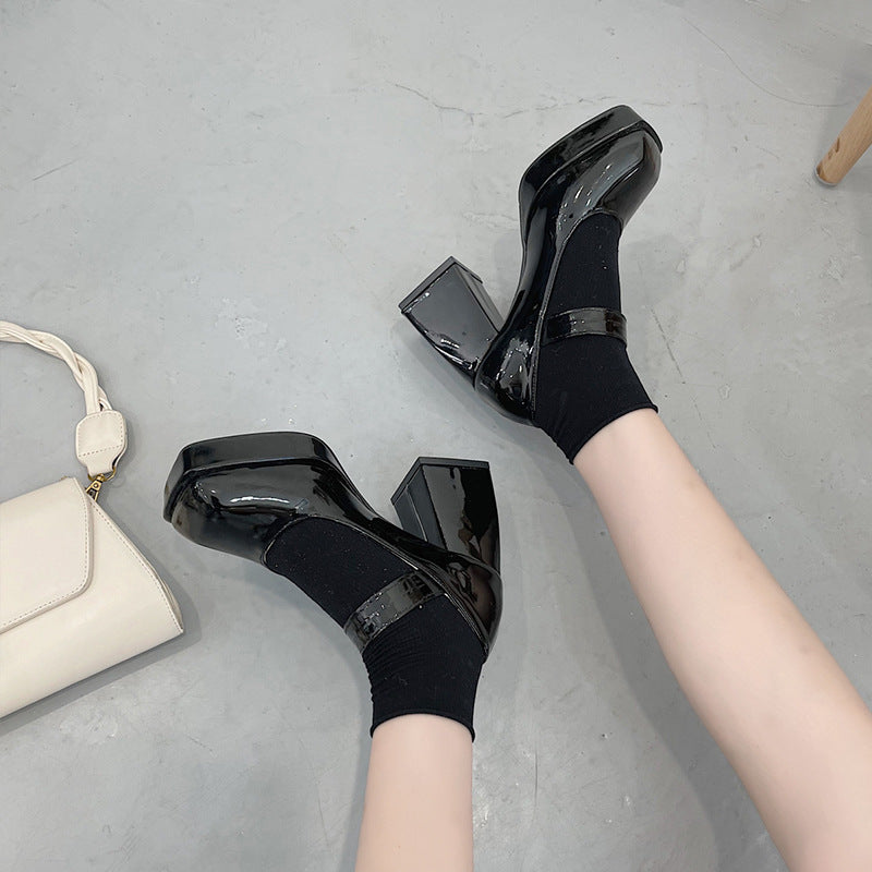 Thick Heel With One Word Hot Girl JK Uniform Shoes