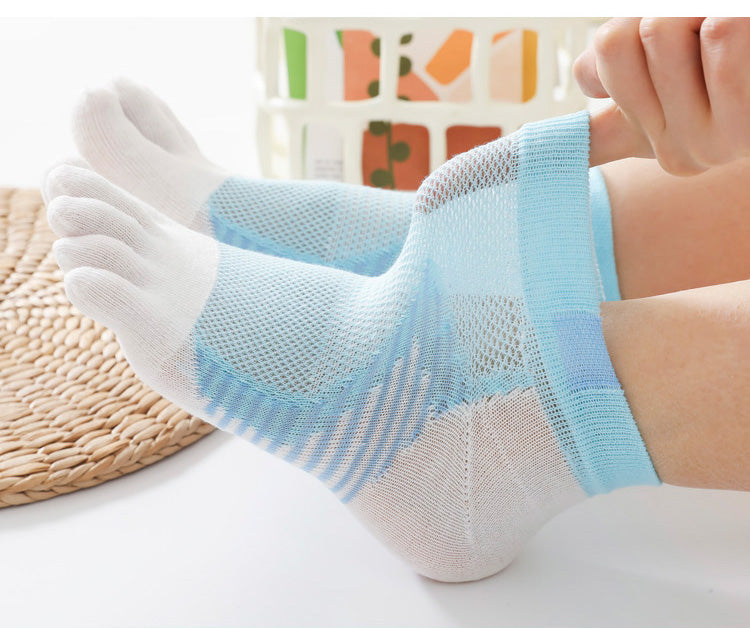 5 Pairs Of Women's Sports Mesh Five Finger Socks Breathable