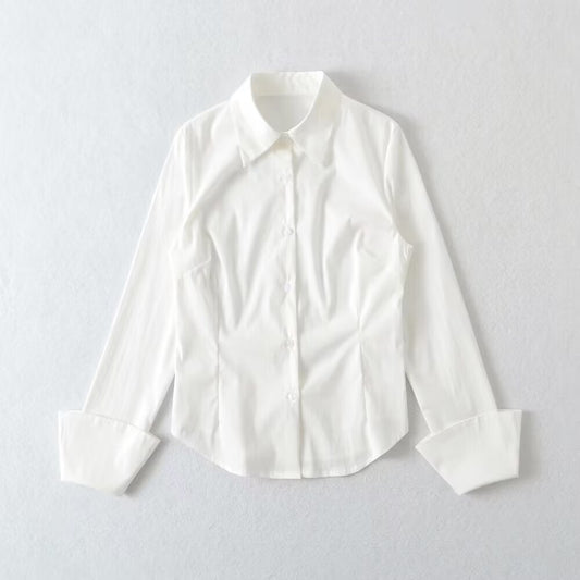 Women's French Preppy Style Solid Color Casual Long Sleeves Shirt