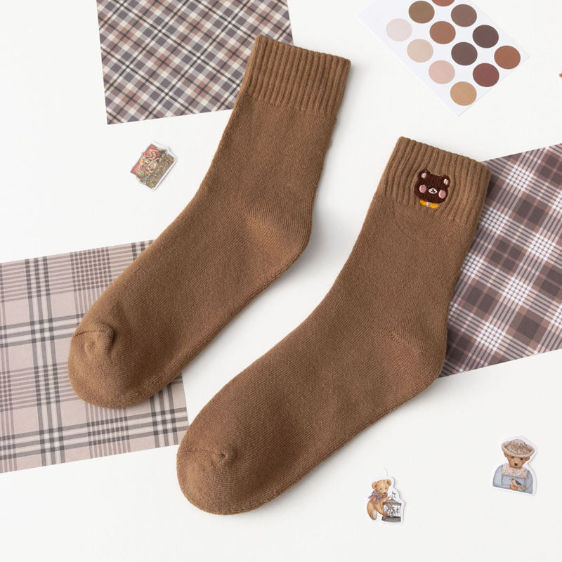 Female Female Middle Tube Cartoon Extra Thick Warm-keeping Socks
