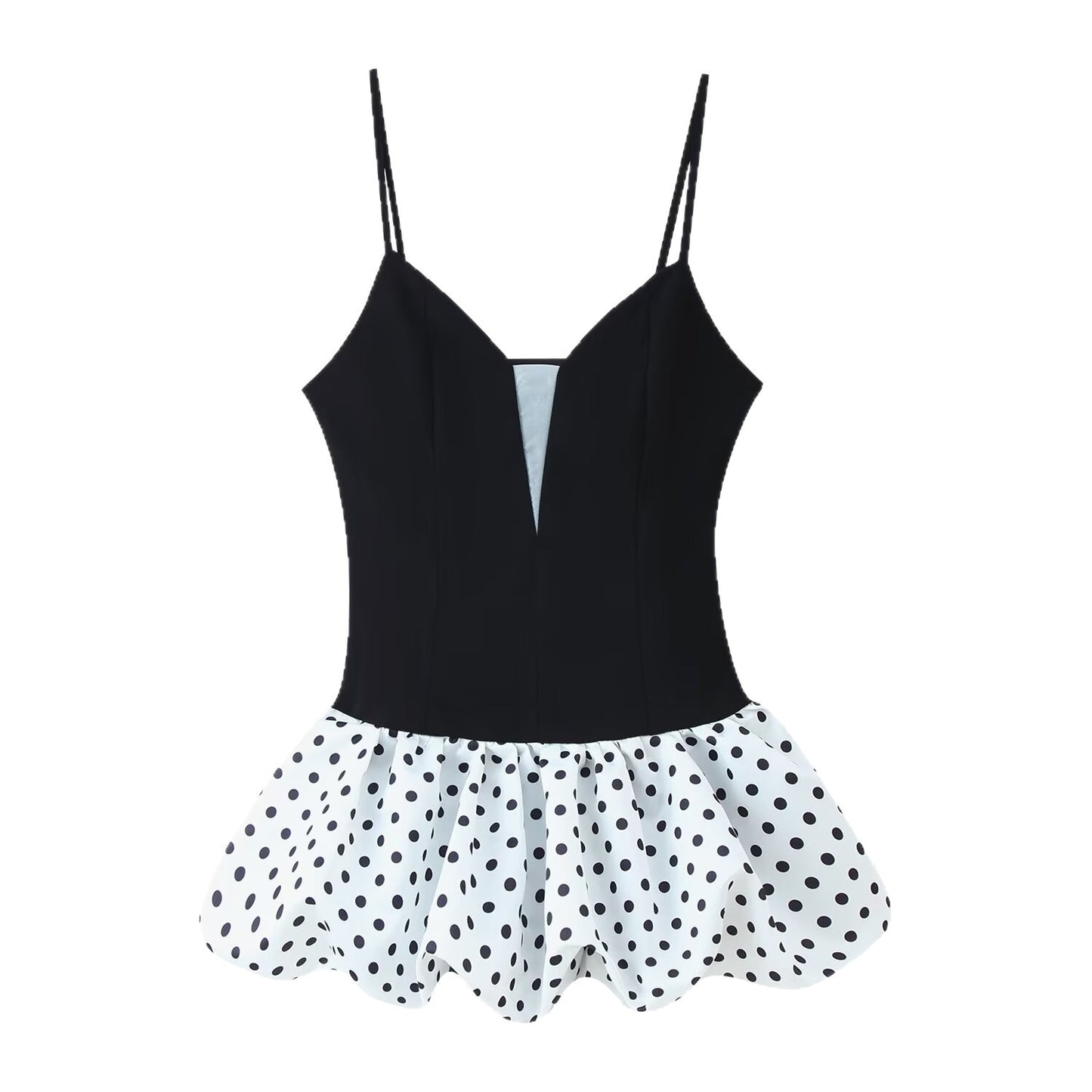 Splejset prikket camisolekjole til kvinder