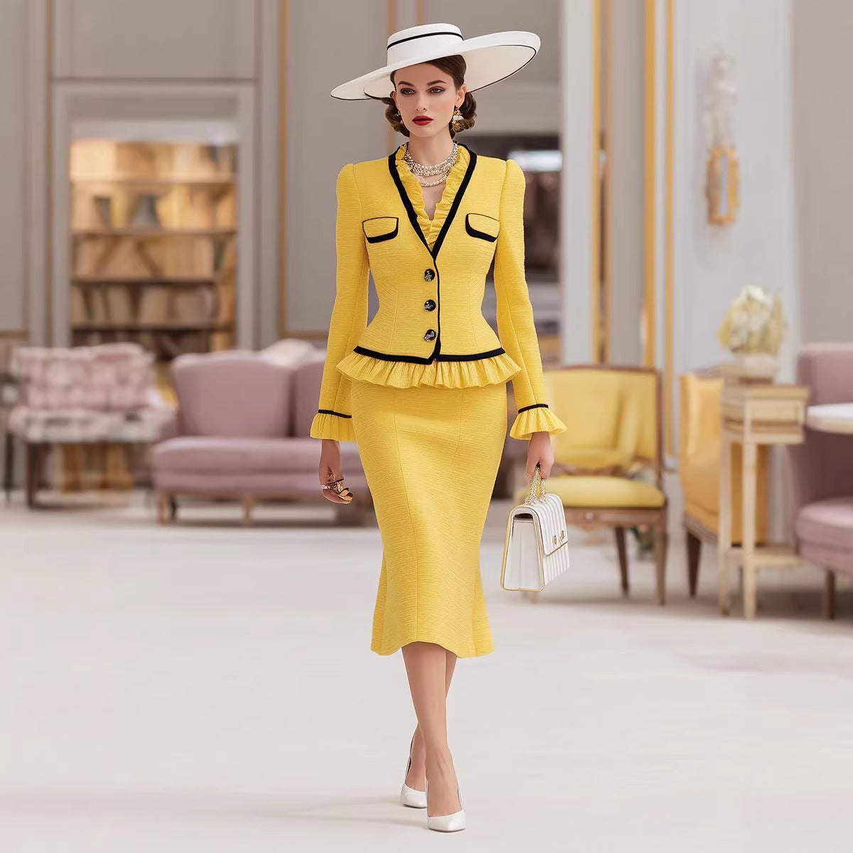 Socialite-style Patchwork Two-piece Coat Set European Chanel-inspired, Light Luxury