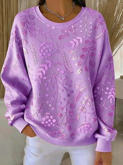 Womens Relaxed Casual Christmas-Style Pullover Top