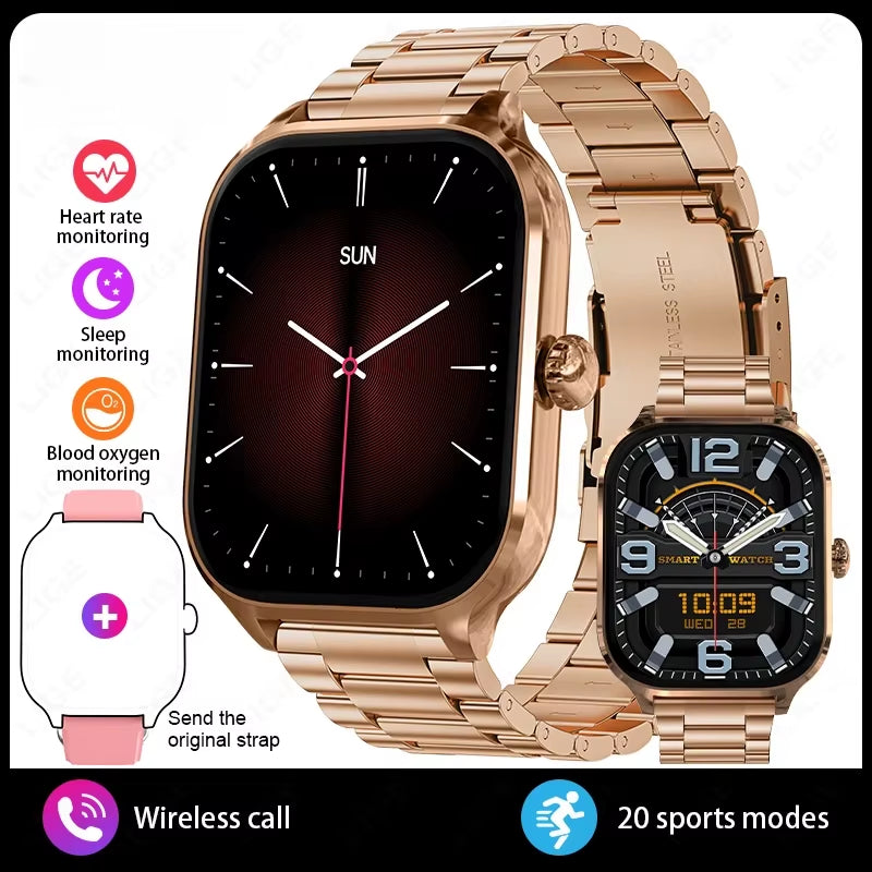 2025 New Fashion Smart Watch Heart Rate Monitor Sports Fitness Watch Waterproof Voice Calling Smart Watch for Huawei Xiaomi