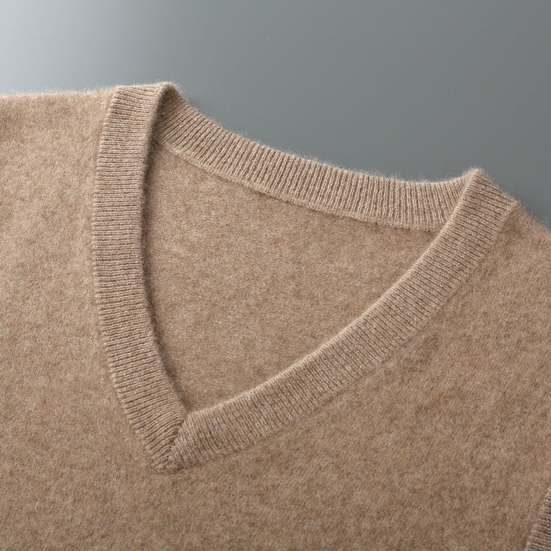 Afslappet ærmeløs V-hals sweater til midaldrende