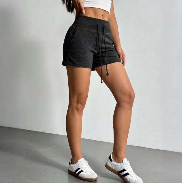 New Casual High-waist Solid-color Athletic Shorts