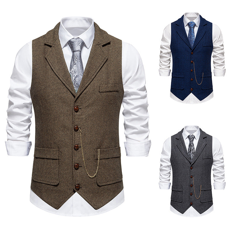 Ny Retro Sildebensmønstret Afslappet Vest Multi-lomme Tough Guy Vest