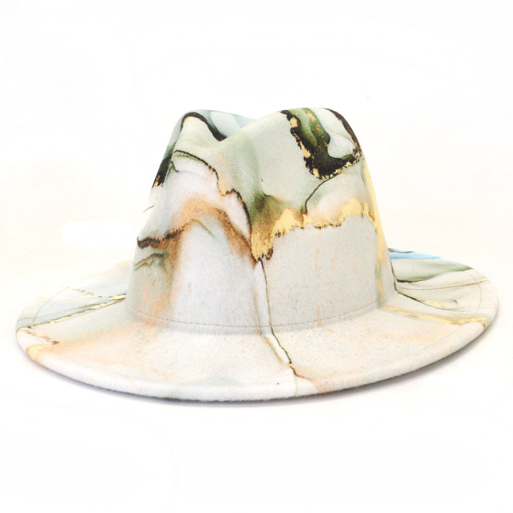 New Digital Printing Woolen Big Jazz Top Hat Big Pressure Hat