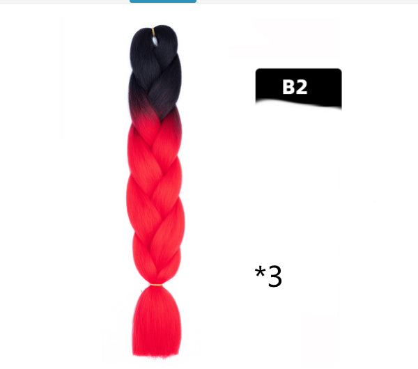 Color Big Braid African Chemical Fiber High Temperature Silk Wig Gradient