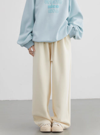Women's Drawstring Fleece-lined High-waisted Casual Pants