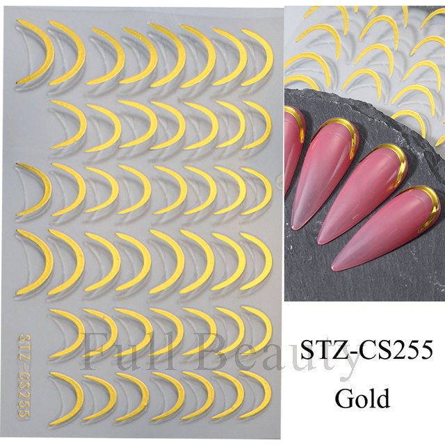 Nail Stickers Ins French Bronzing Lines Metal Scrubs