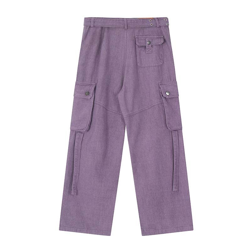 Purple Fashion Design Multi-pocket Hip-hop Streetwear Cargo Jeans