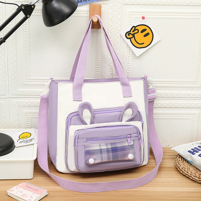 Waterproof Large Capacity Cartoon Handheld Canvas Crossbody Bag