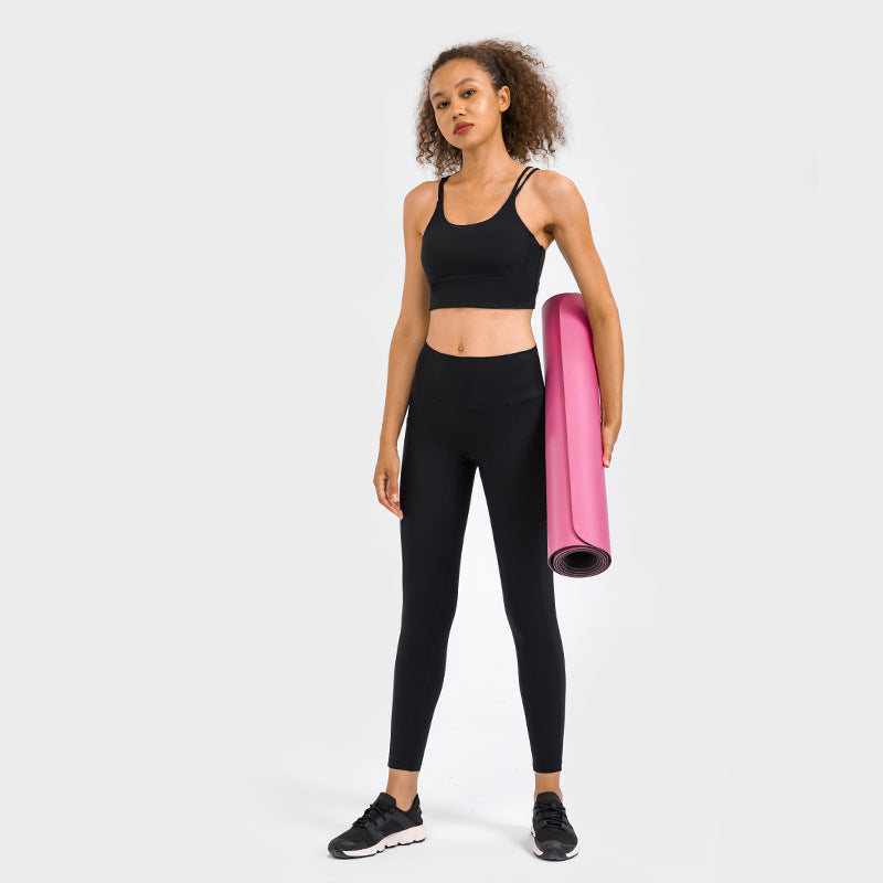 Women's High Elastic Abdominal Running Outdoor Sports Fitness Ninth Pants