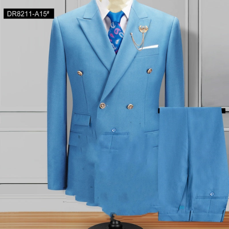 Plus Size Double Breasted Suit Men's Two-piece Suit