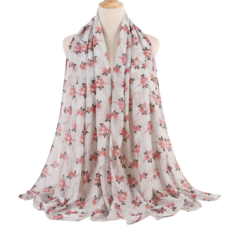 Breathable Chiffon Small Floral Long Towel