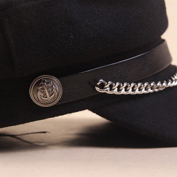 Women's Fashion Simple Tweed Flat Top Hat