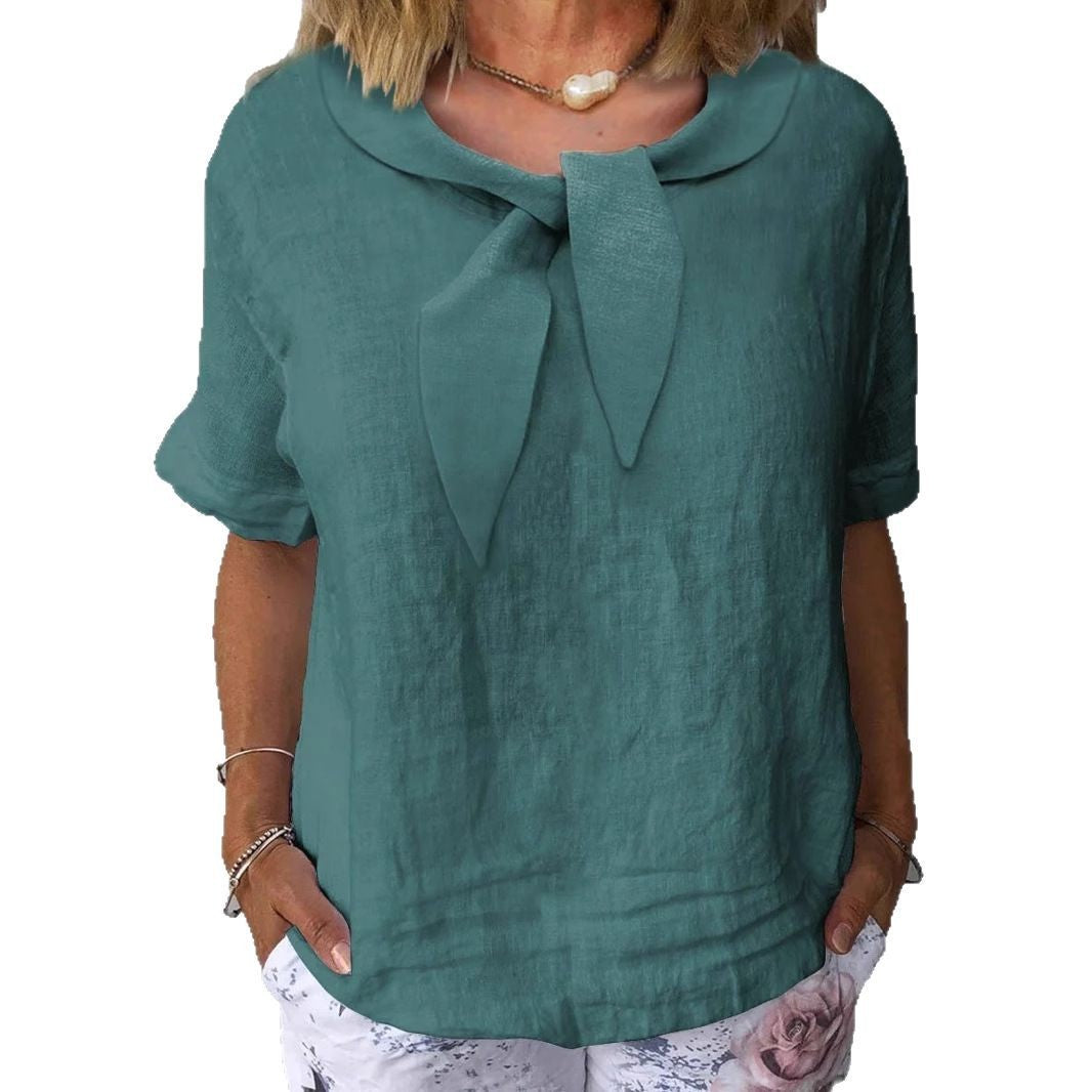 Women's Cotton And Linen Solid Color Outerwear Top