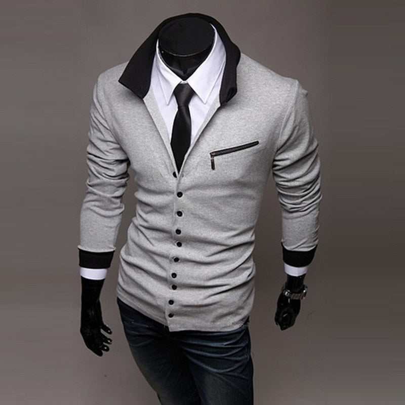Fashionable Men's Slim Cardigan Knitted Sweater